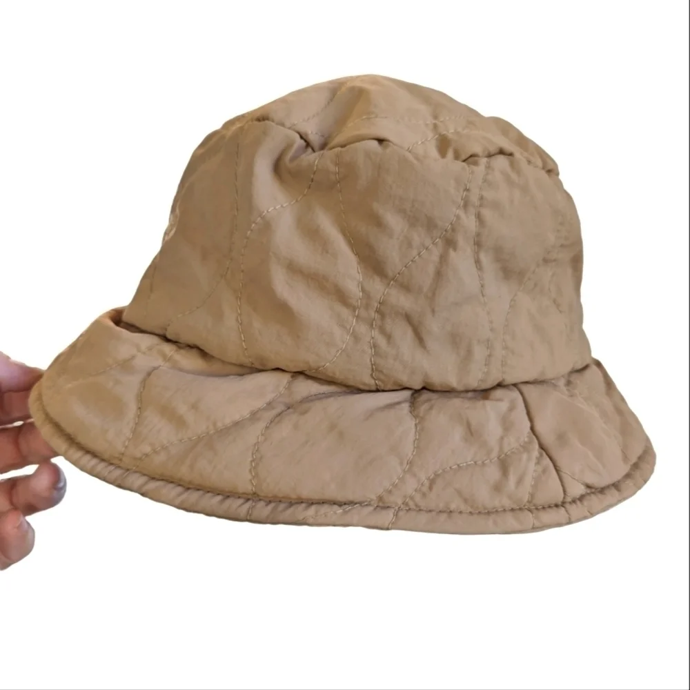 Zara Unisex  Kids Tan Quilted Puffy Stitched Bucket Hat